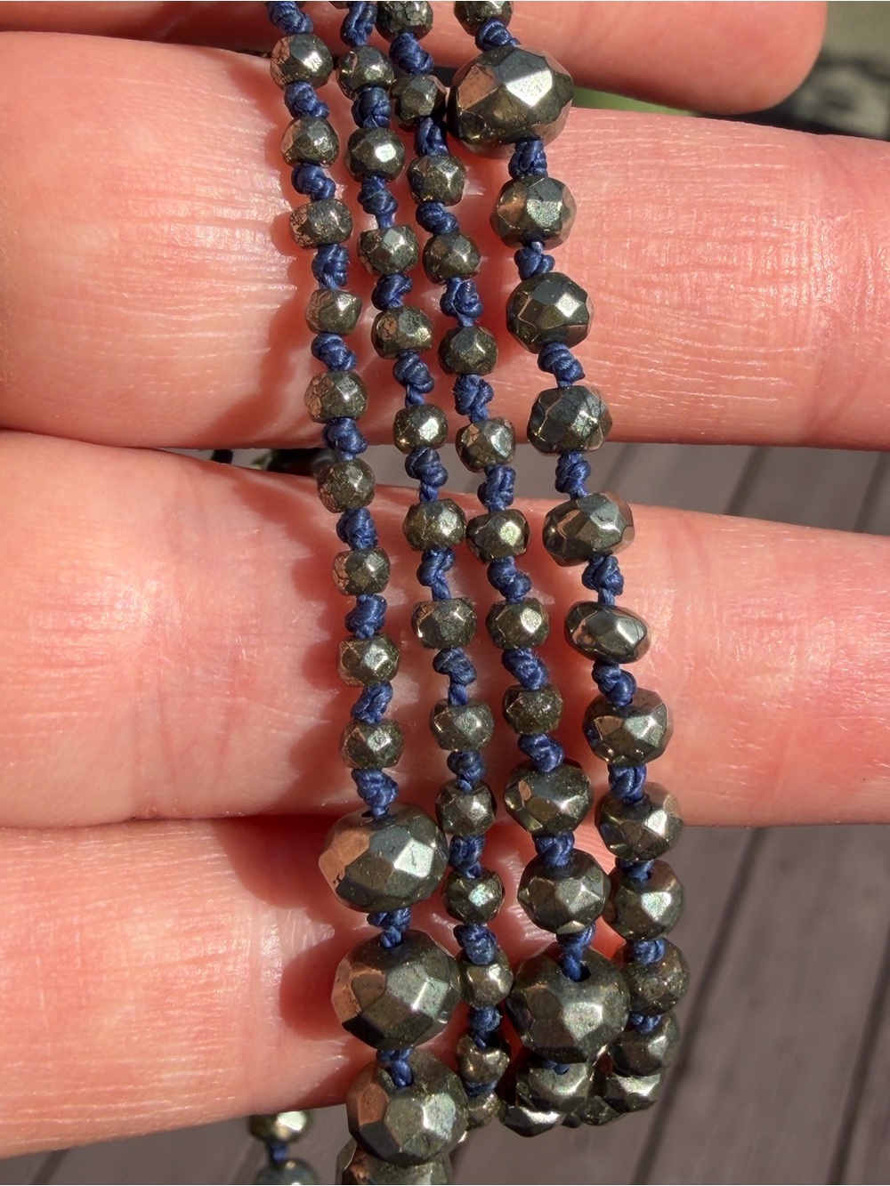 Hand knotted beaded necklace